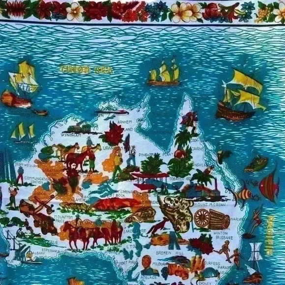Vintage Australia Map Wall Hanging Tapestry Art - Picture 5 of 16